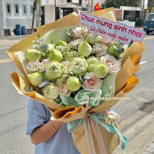bó hoa sen trắng mix hồng