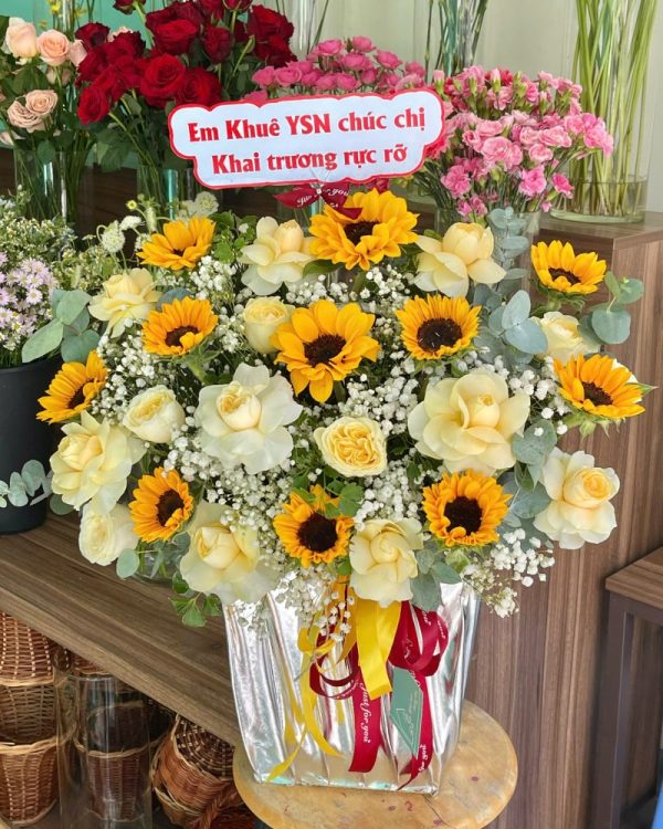giỏ hoa hướng dương