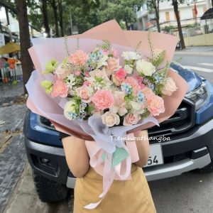 Bó hoa tone hồng